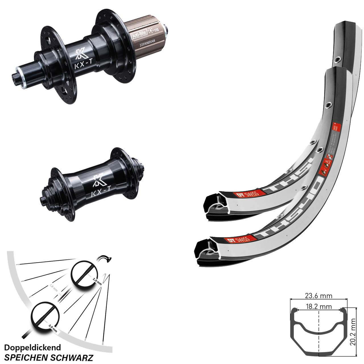 Laufradsatz 28 Zoll DT Swiss TK540 KX-T 4-fach gelagert 8-11 fach für Schnellspanner