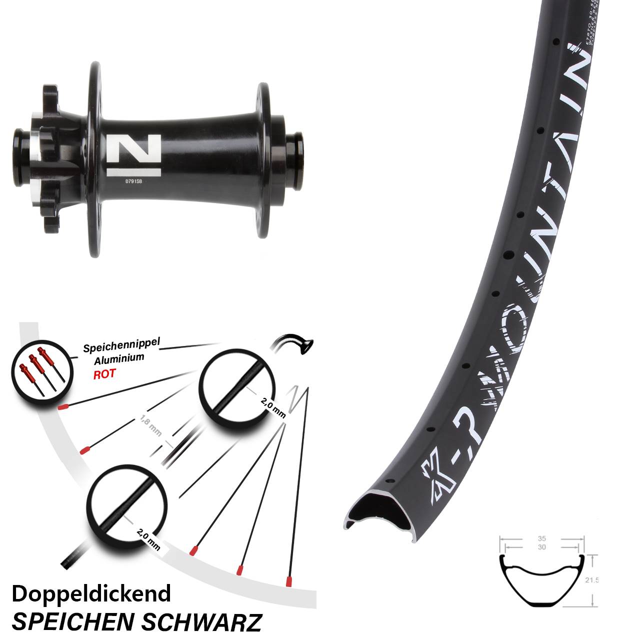KX-R Mountain Novatec D791 27,5 Zoll Disc Vorderrad 15x100
