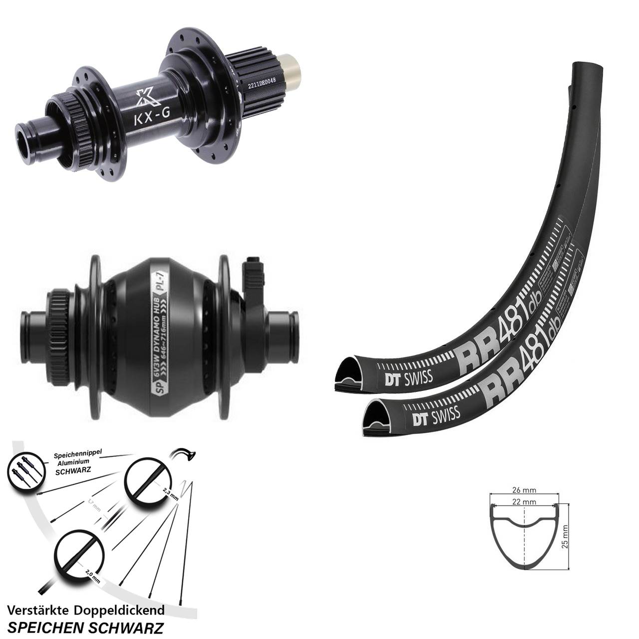 DT Swiss RR481 KX-G Shutter PL-7 28 Zoll Centerlock Laufradsatz 12x100/142 Micro Spline