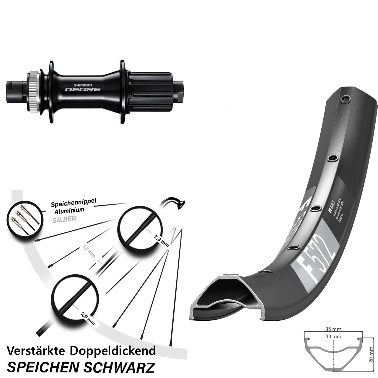 Disc Hinterrad 12x148 29 Zoll DT Swiss F 572 Shimano Deore 8-11 fach
