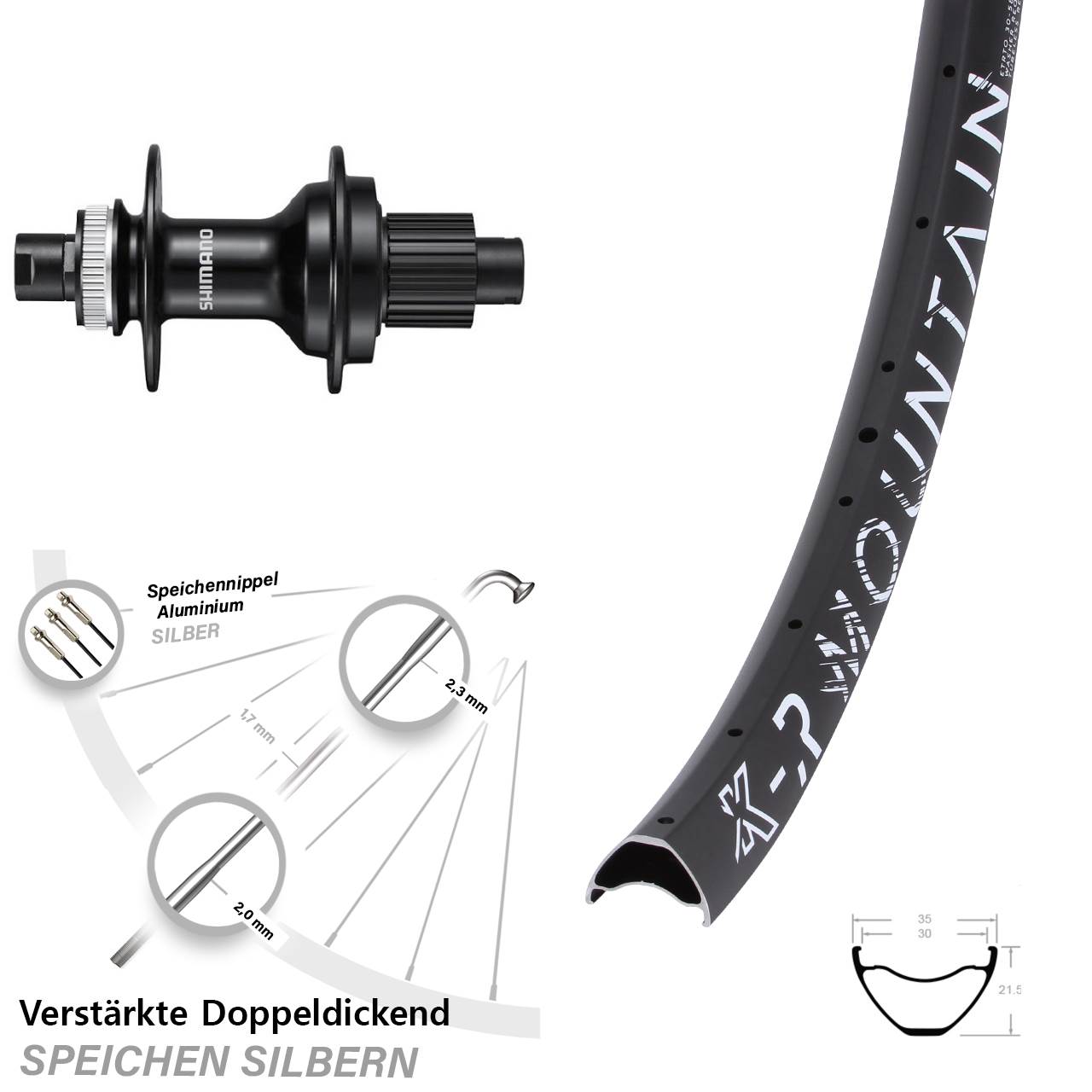 KX-R Mountain Shimano FH-MT510 29 Zoll Hinterrad Centerlock 12x142 Micro Spline