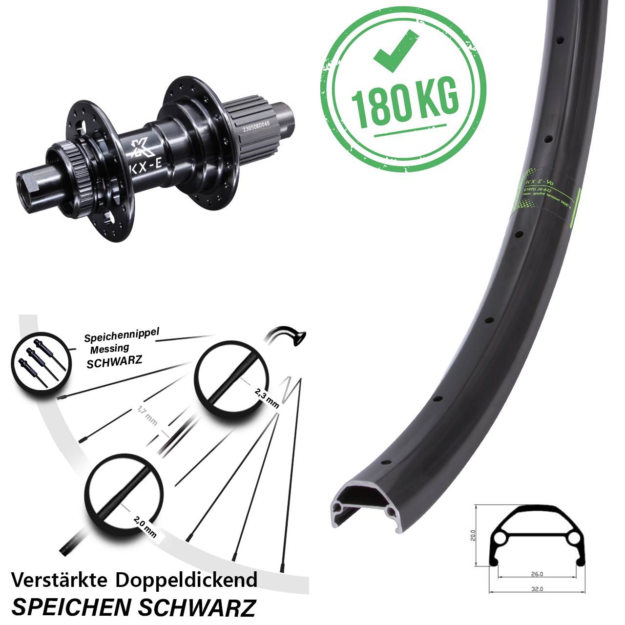 28-29 Zoll Hinterrad KX-EVO 12x142 mm Micro Spline Centerlock