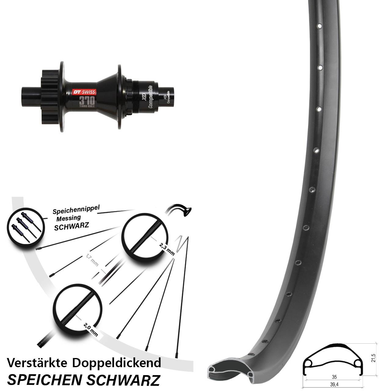 Ambrosio E35 DT Swiss 370 29 Zoll Disc Hinterrad 12x142 XD 11-12 fach
