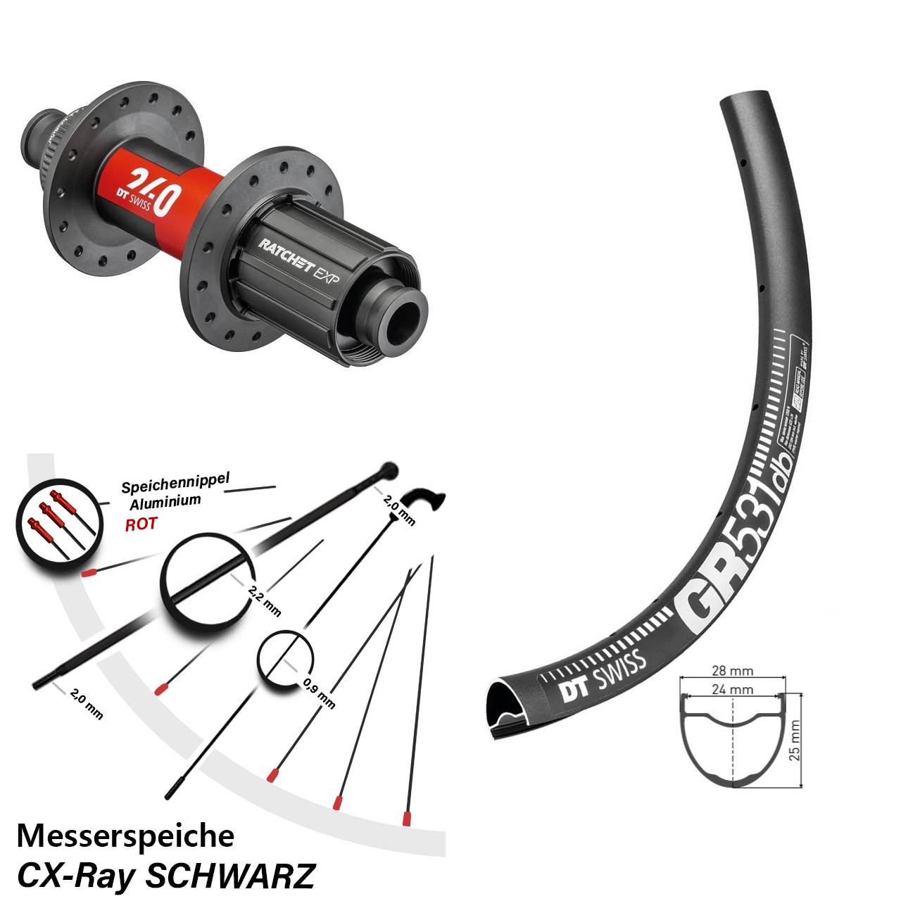 Hinterrad Centerlock 29 Zoll DT Swiss GR 531-240 EXP HG 12x142 CX-Ray