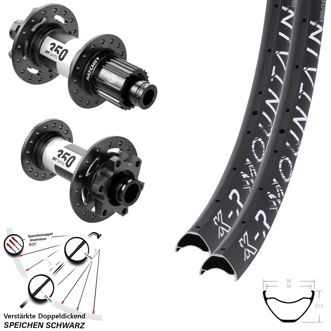 KX-R Mountain DT Swiss 350 Ratchet 36 Disc 29 Zoll Laufrad-Satz 15x110 12x148 Micro Spline