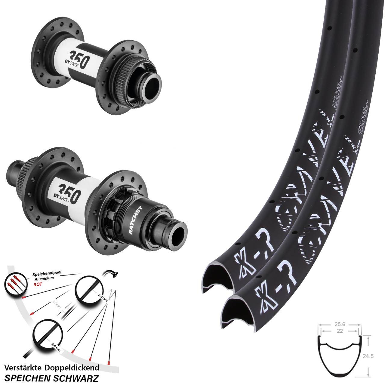 28 Zoll KX R Gravel DT Swiss 350 XDR Centerlock Laufradsatz 15x100/12x142