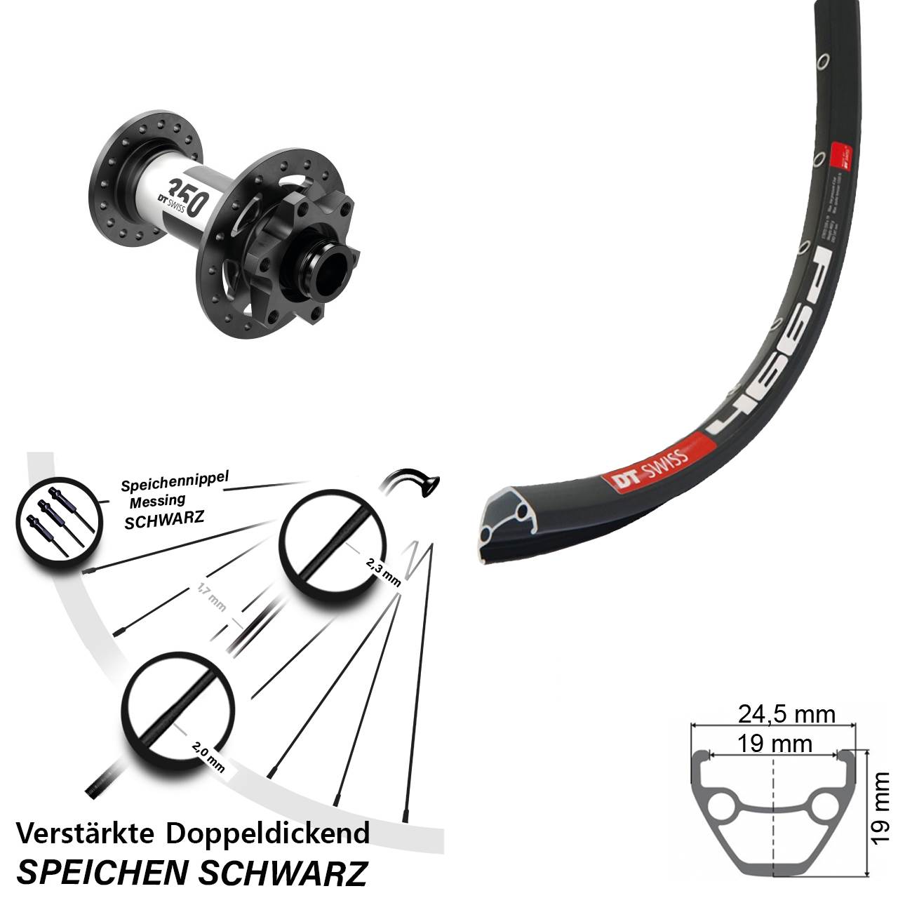 6-Loch Vorderrad 28 Zoll DT Swiss 466d-350 15x100