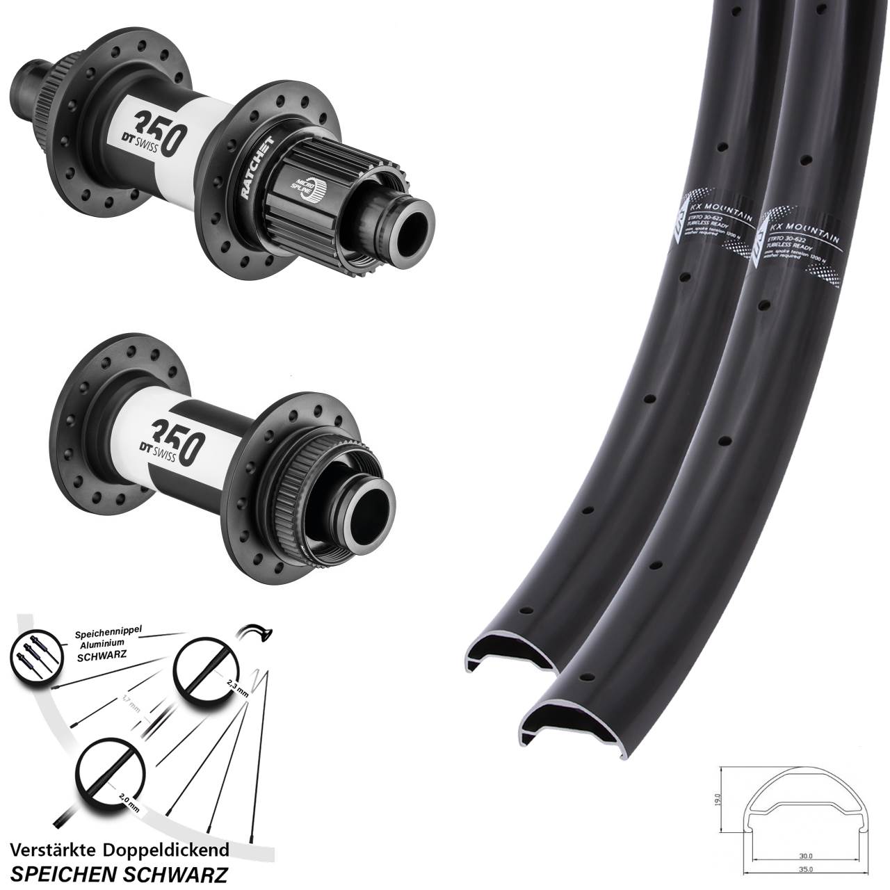 KX Mountain DT Swiss 350 29 Zoll Laufradsatz 15x110 12x148 Shimano Micro Spline