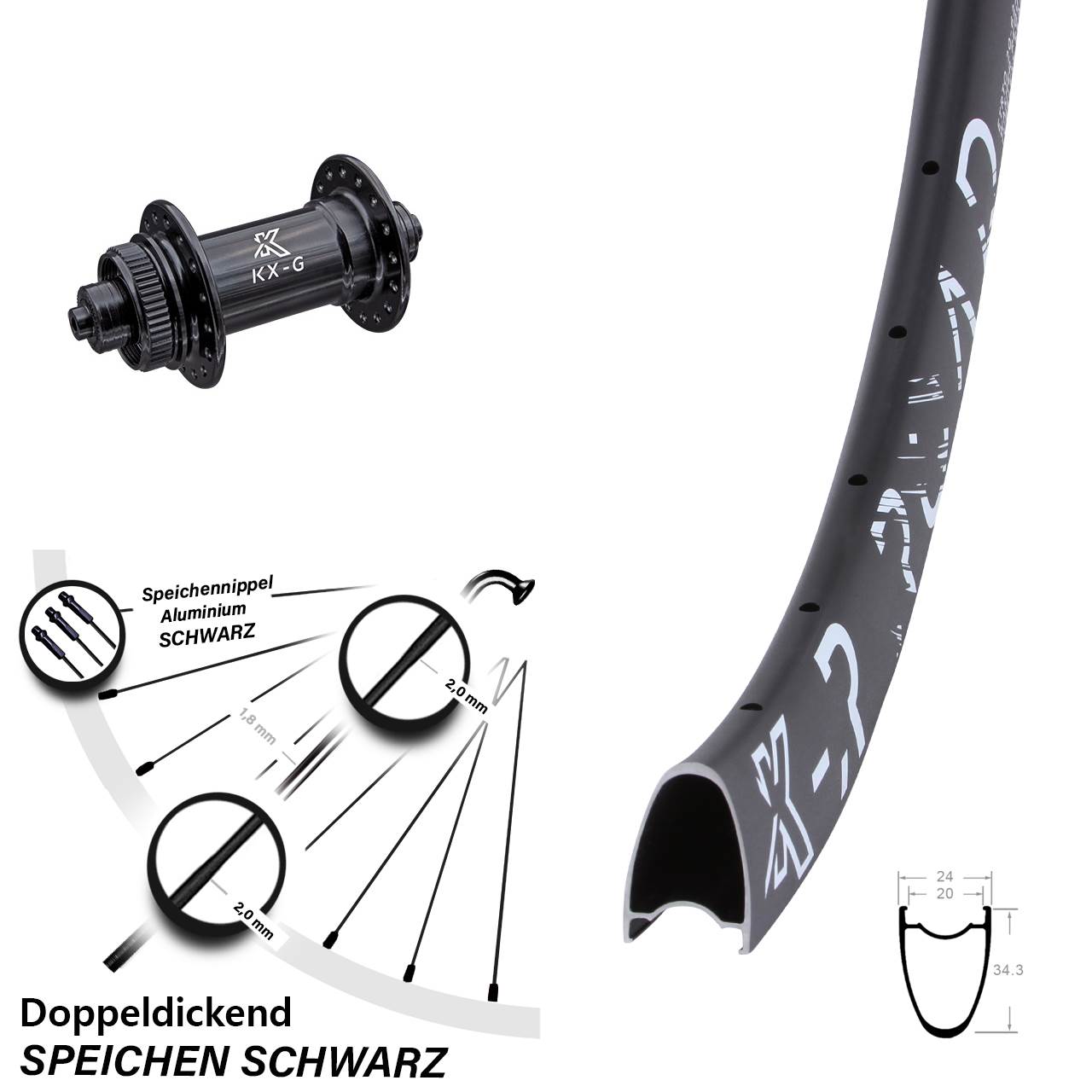 Centerlock Vorderrad 28 Zoll KX-GR Road für Schnellspanner