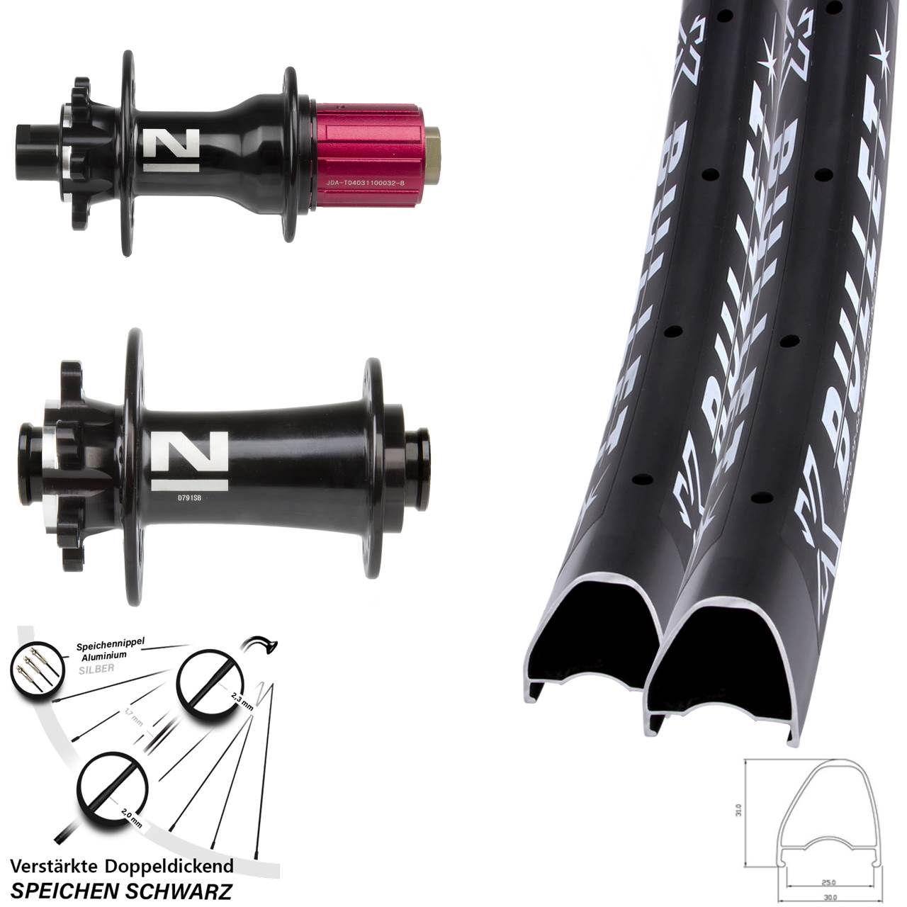 6-Loch Laufradsatz 29 Zoll KX Bullet OS Novatec D791 D792 8-12 fach 15x100 12x142