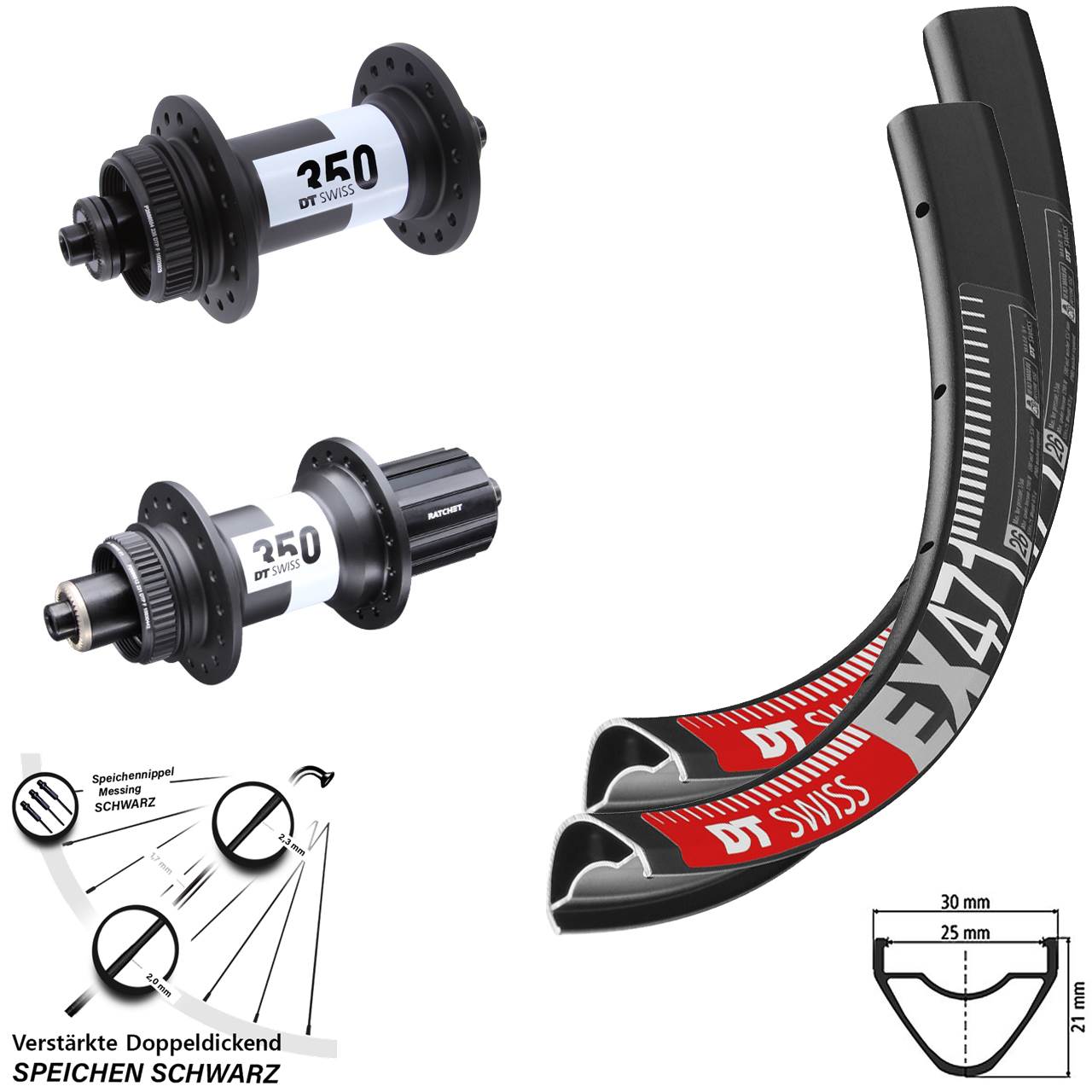 Centerlock Laufradsatz 650B DT Swiss EX 471 350 11-12 fach HG für Schnellspanner