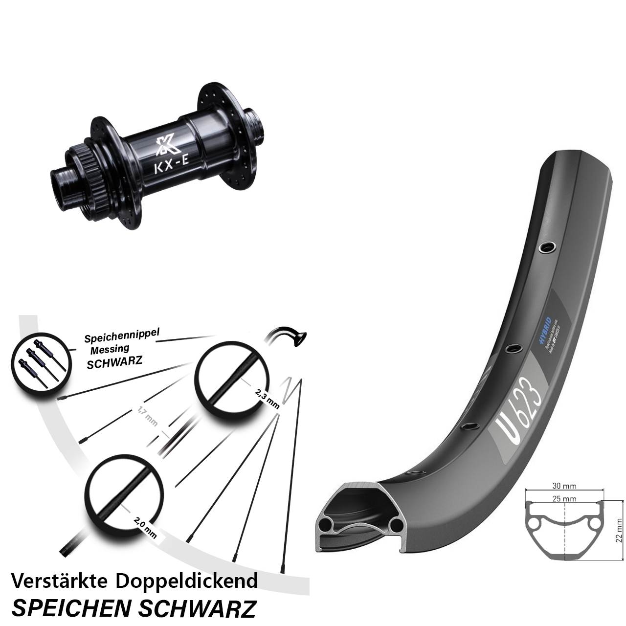 DT Swiss U 623 Disc Vorderrad 29 Zoll mit KX-E Steckachse 15x100 Nabe