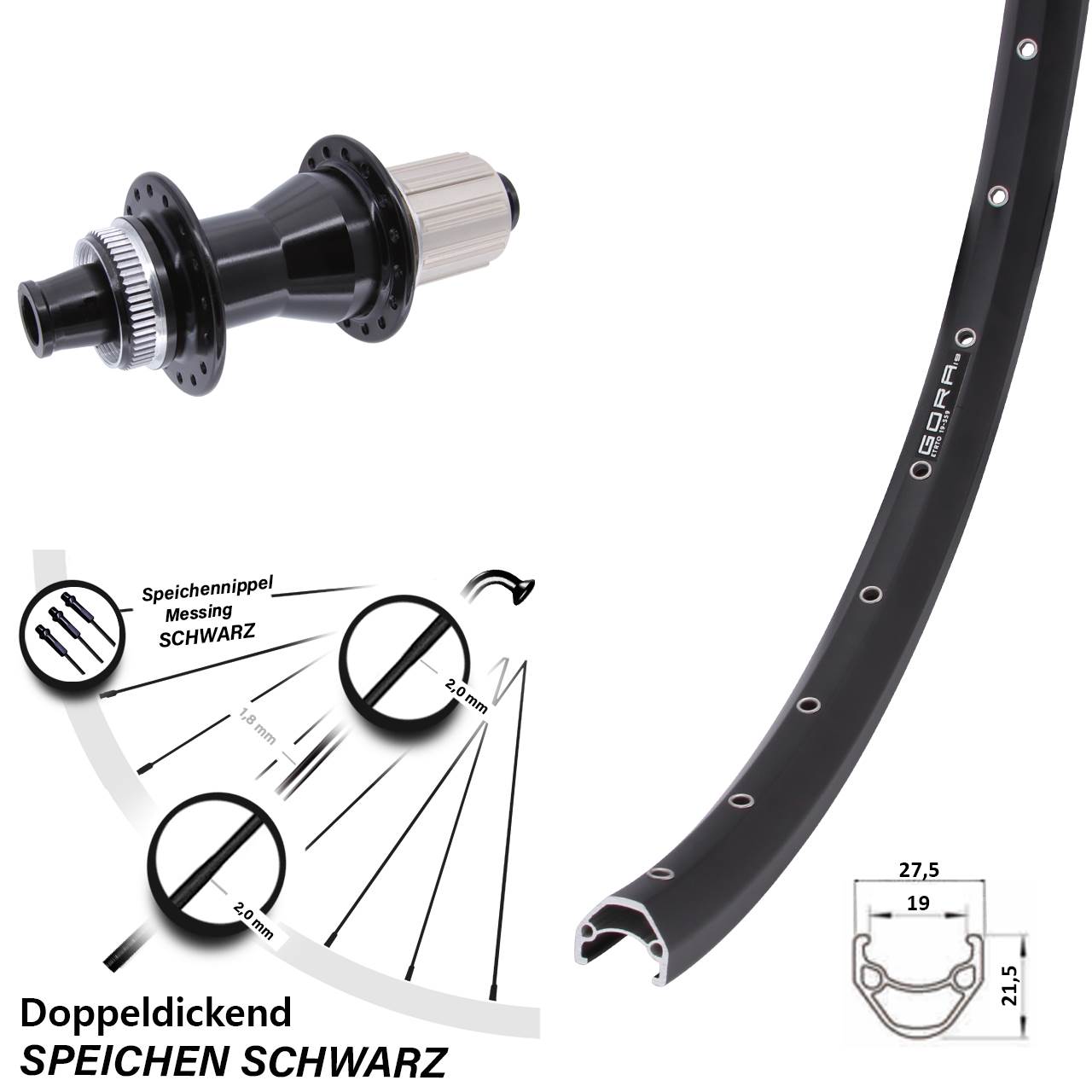 Hinterrad Centerlock 12x142 26 Zoll Gora 19 Novatec CL142 8-12 fach HG