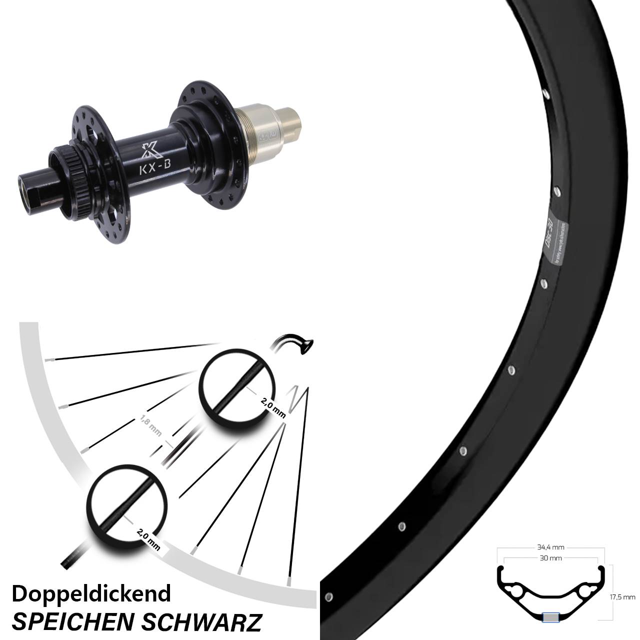 Disc Laufrad 12x148 29 Zoll Ryde Disc 30 KX-B XD