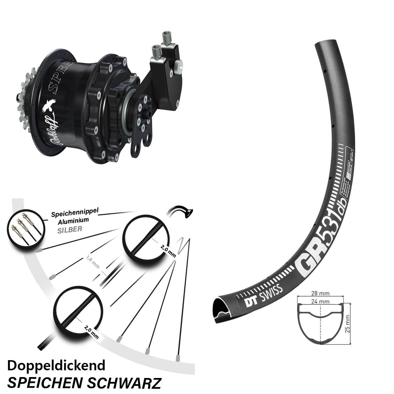 Disc Laufrad 28-29 Zoll DT Swiss GR531 Rohloff Speedhub 500/14 CC DB Tandem