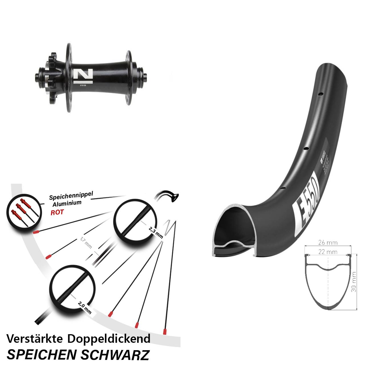 Vorderrad 6-Loch 28 Zoll DT Swiss E 550 Novatec D791 für Schnellspanner