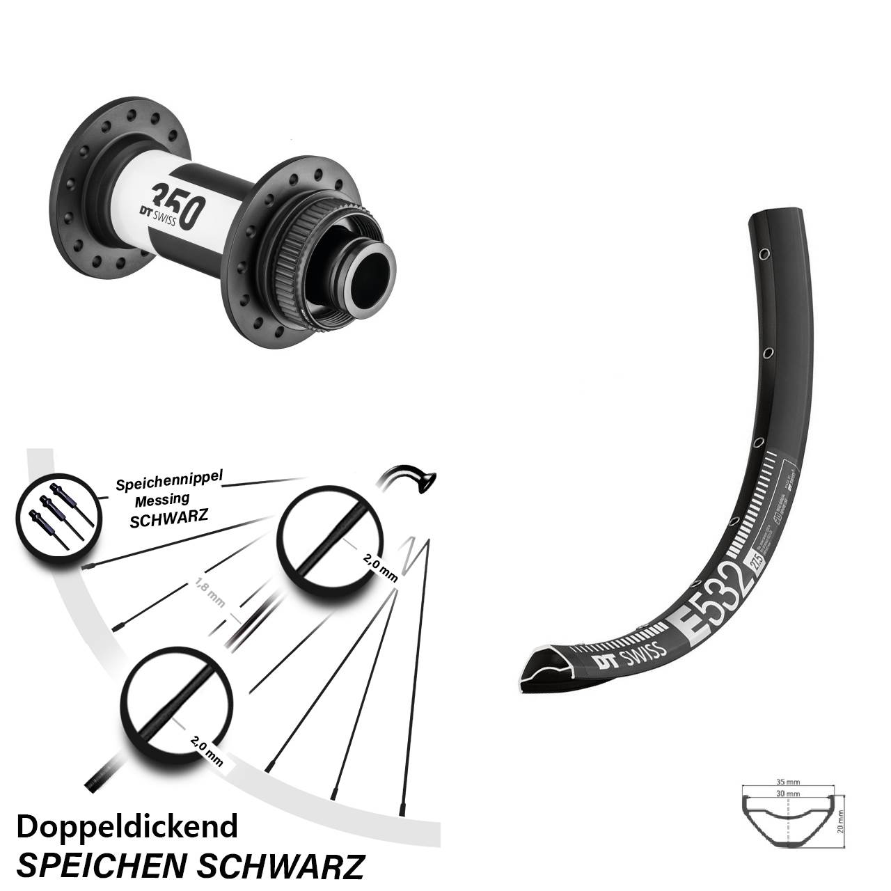 DT Swiss E 532-350 29 Zoll Disc Vorderrad 15x110 Boost