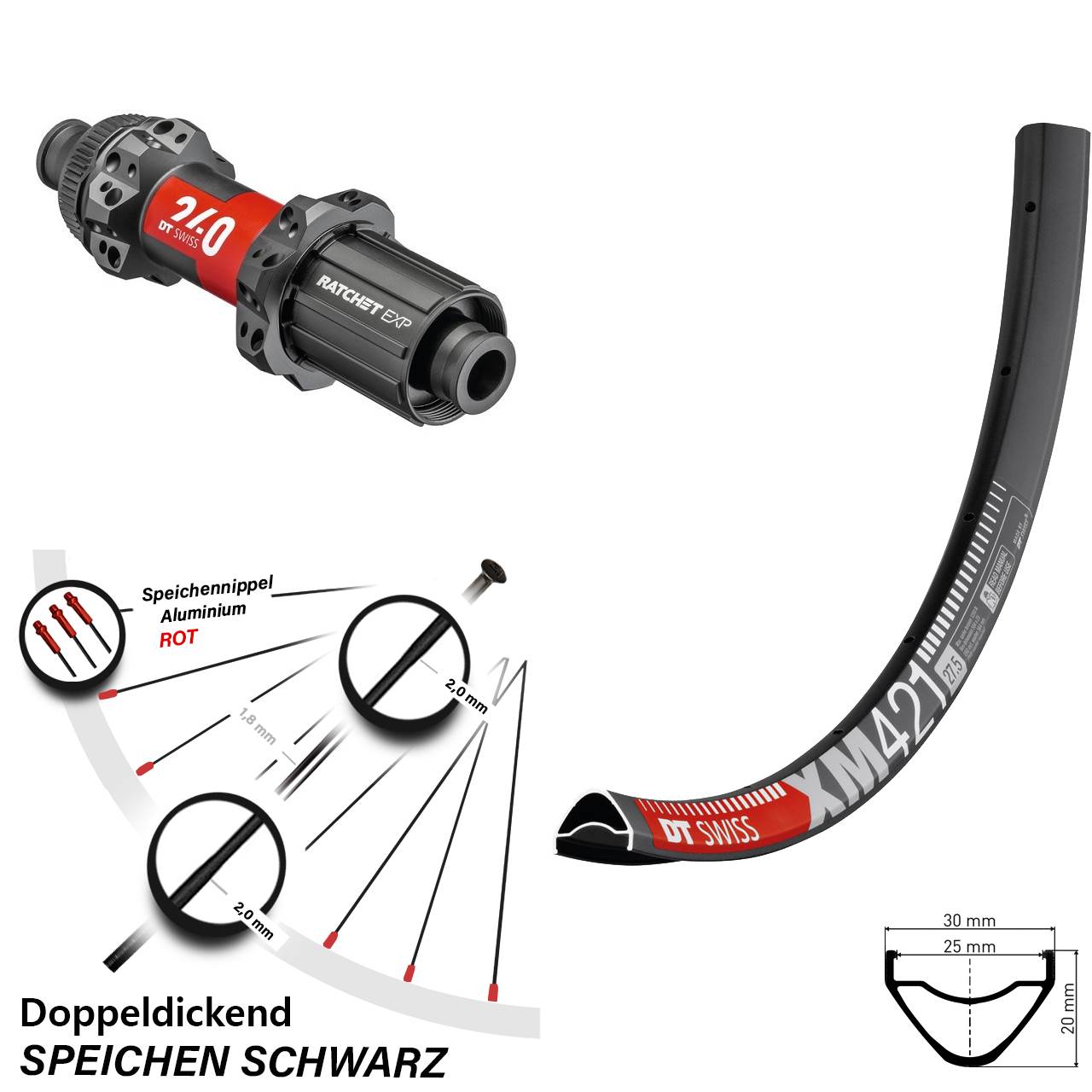 DT Swiss XM421-240 EXP Straightpull CL Boost Hinterrad 29 Zoll Shimano HG 8-11 fach