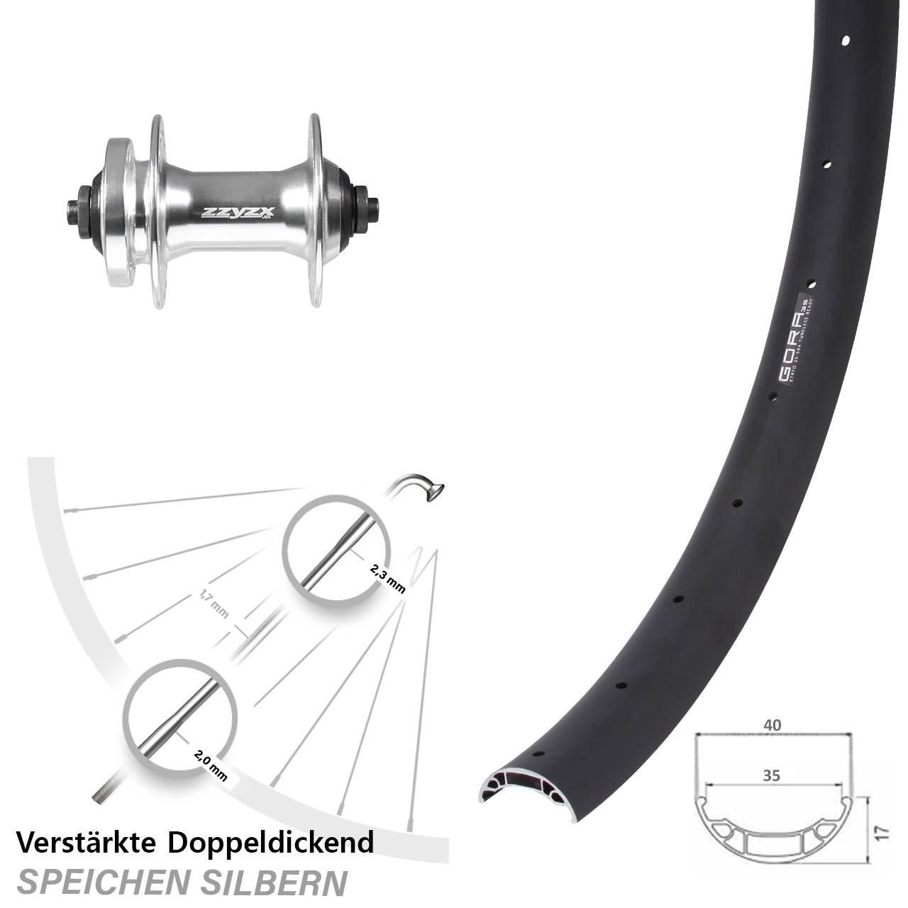 Disc Laufrad 27,5 Zoll Gora 35 Formula DC21 für Schnellspanner
