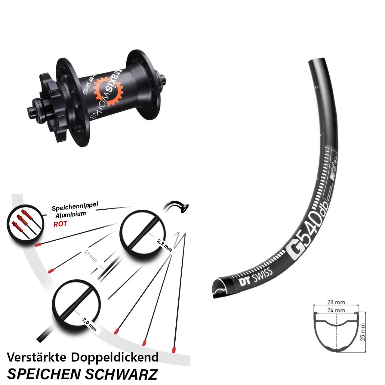 Disc Laufrad 27,5 Zoll DT Swiss G540-350 für Schnellspanner