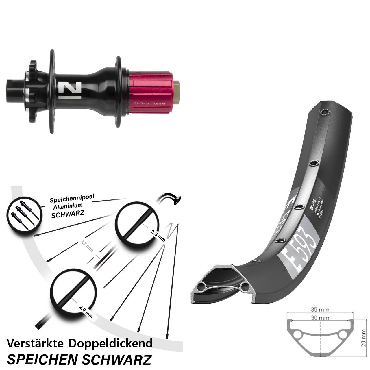 Disc Hinterrad 27,5 Zoll DT Swiss E593 Novatec Superlight 8-12 fach 12x142