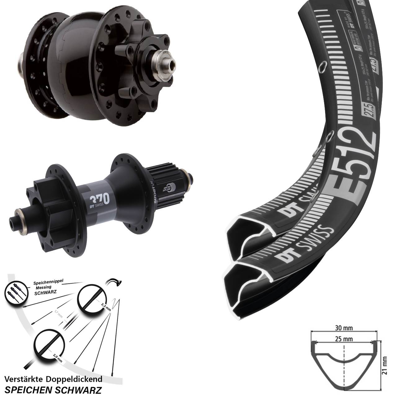Disc Laufradsatz QR 29 Zoll DT Swiss E 512 370 SON 28 Shimano Micro Spline