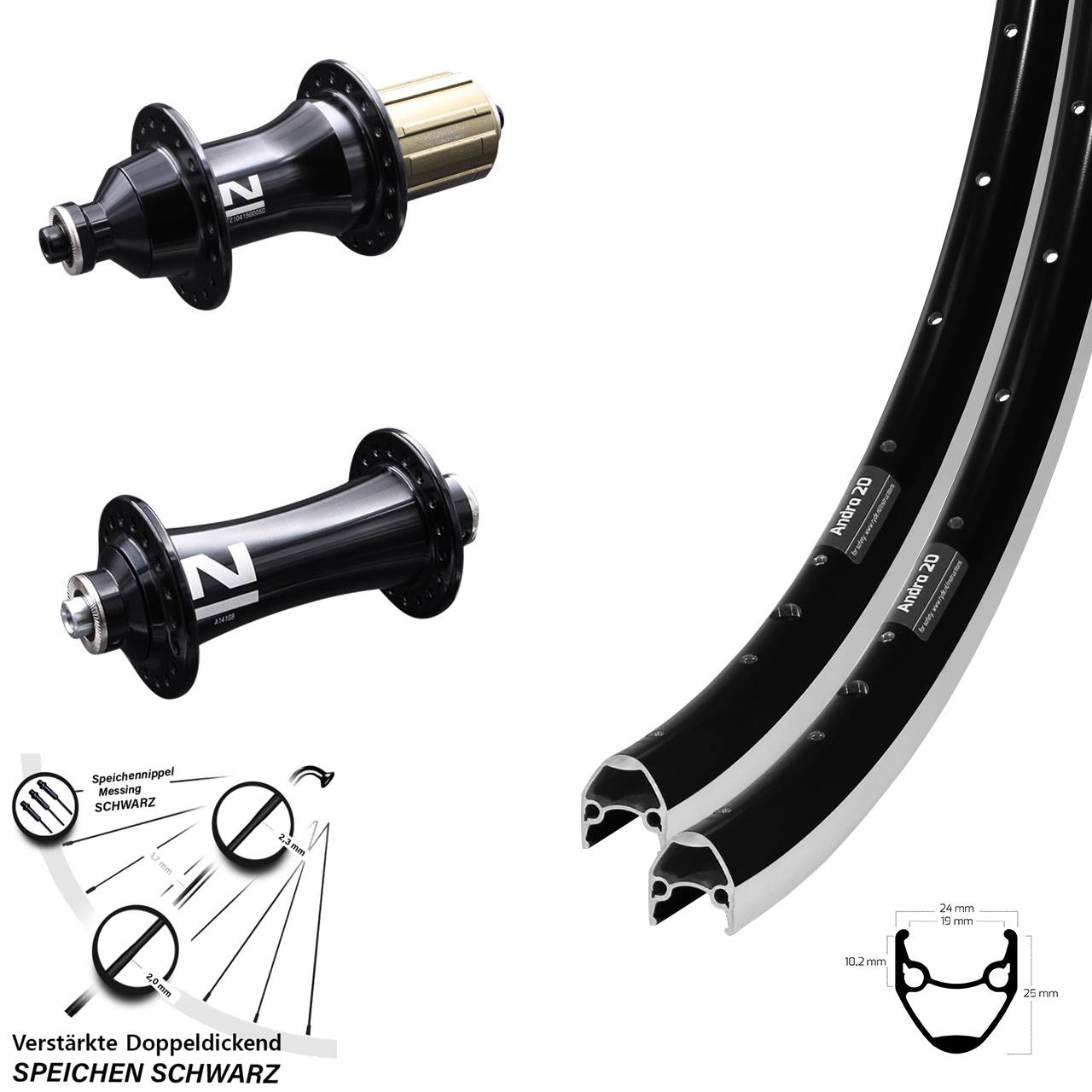 28 Zoll Ryde Andra 20 Novatec A-141-SB/F162SB Laufradsatz QR 8-12 fach