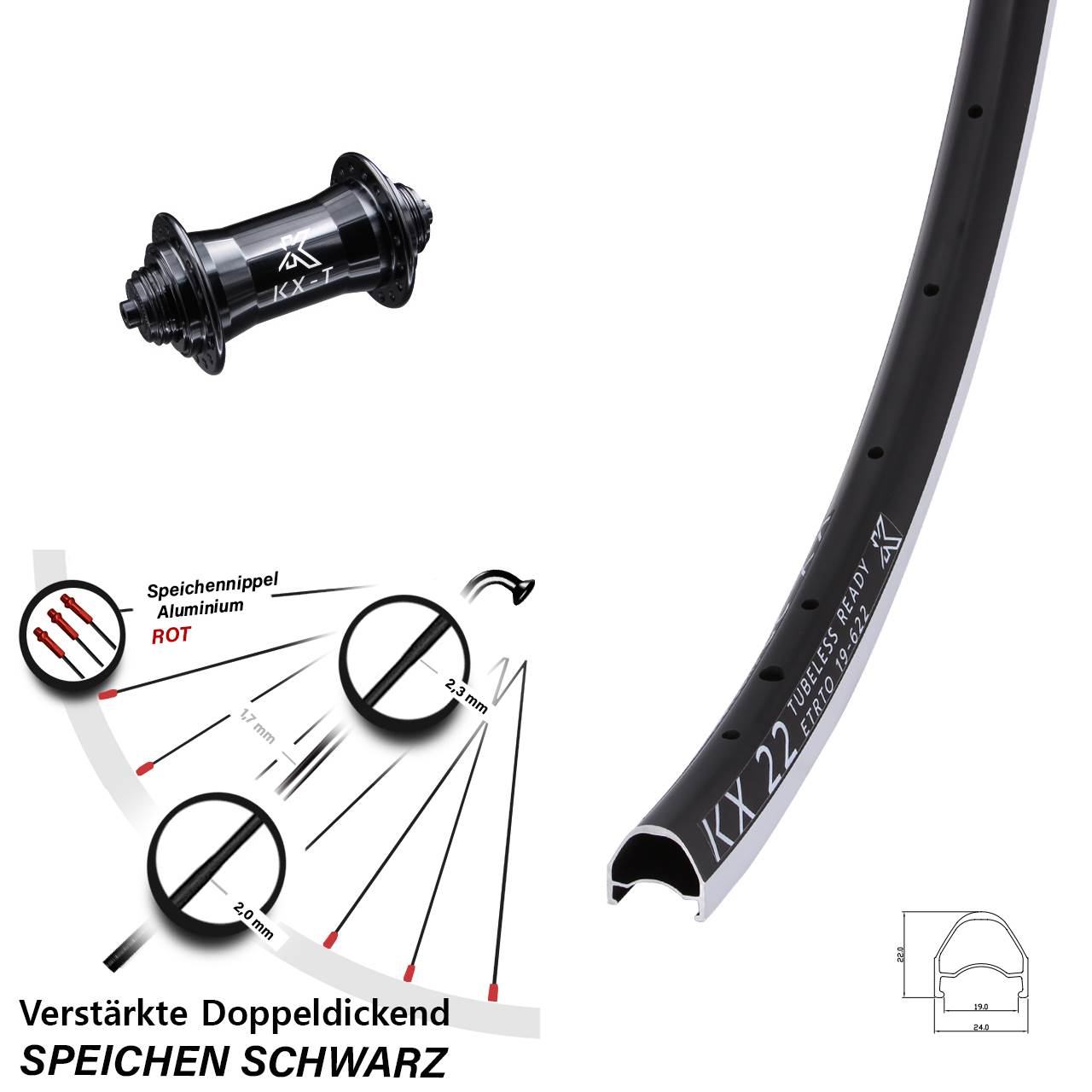 Vorderrad für Schnellspanner 28 Zoll KX-T22