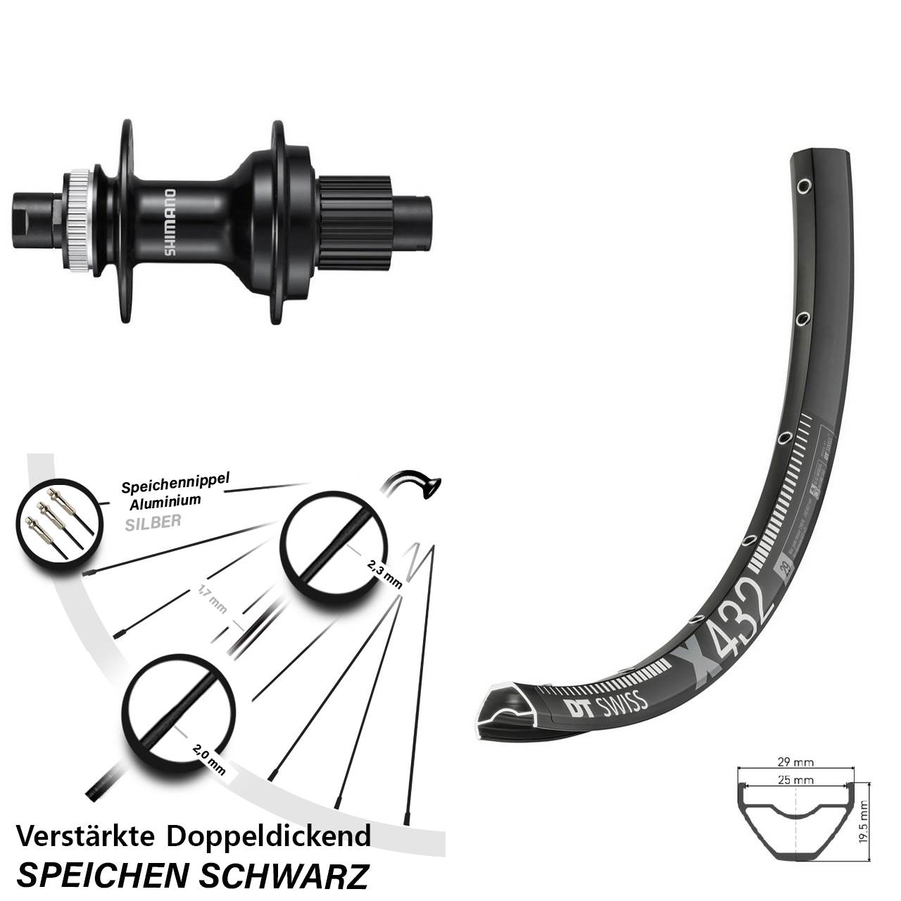 DT Swiss X 432 Shimano FH-MT510 29 Zoll Centerlock Hinterrad 12x142 Micro Spline