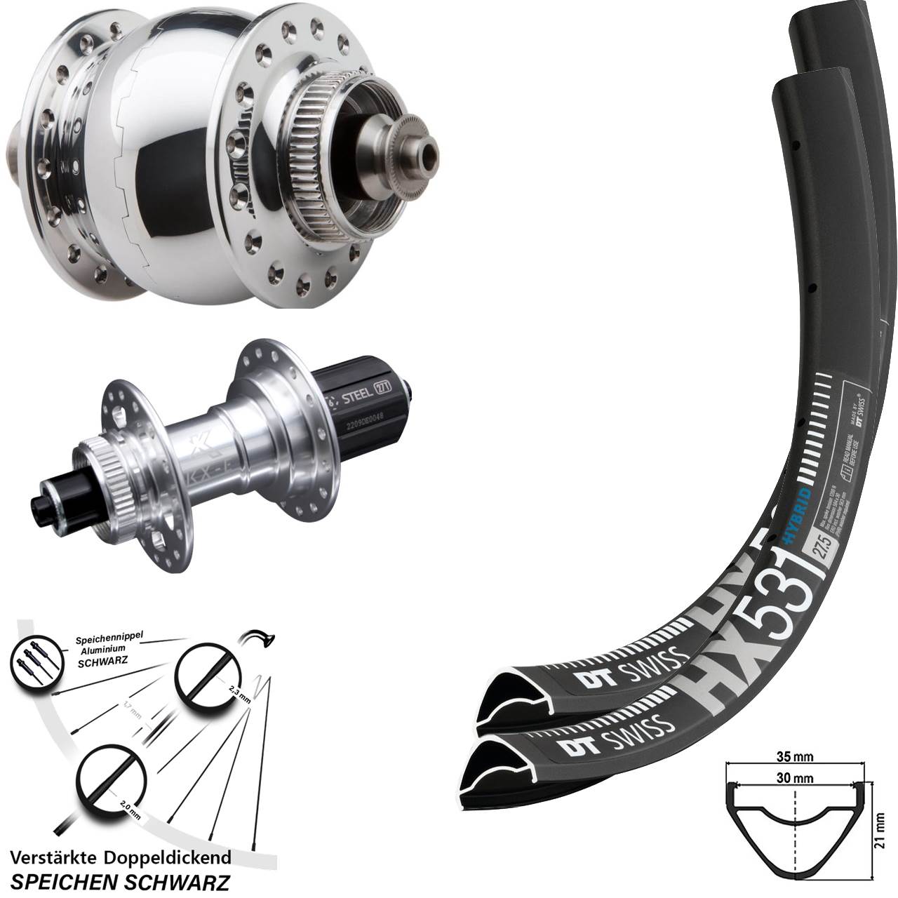 Laufradsatz Centerlock QR 29 Zoll DT Swiss HX 531 KX-E verstärkt SON 28 8-12 fach