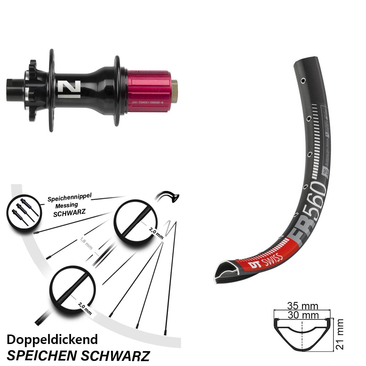 Hinterrad 6-Loch 26 Zoll DT Swiss FR 560 Novatec Superlight 8-12 fach HG 12x142