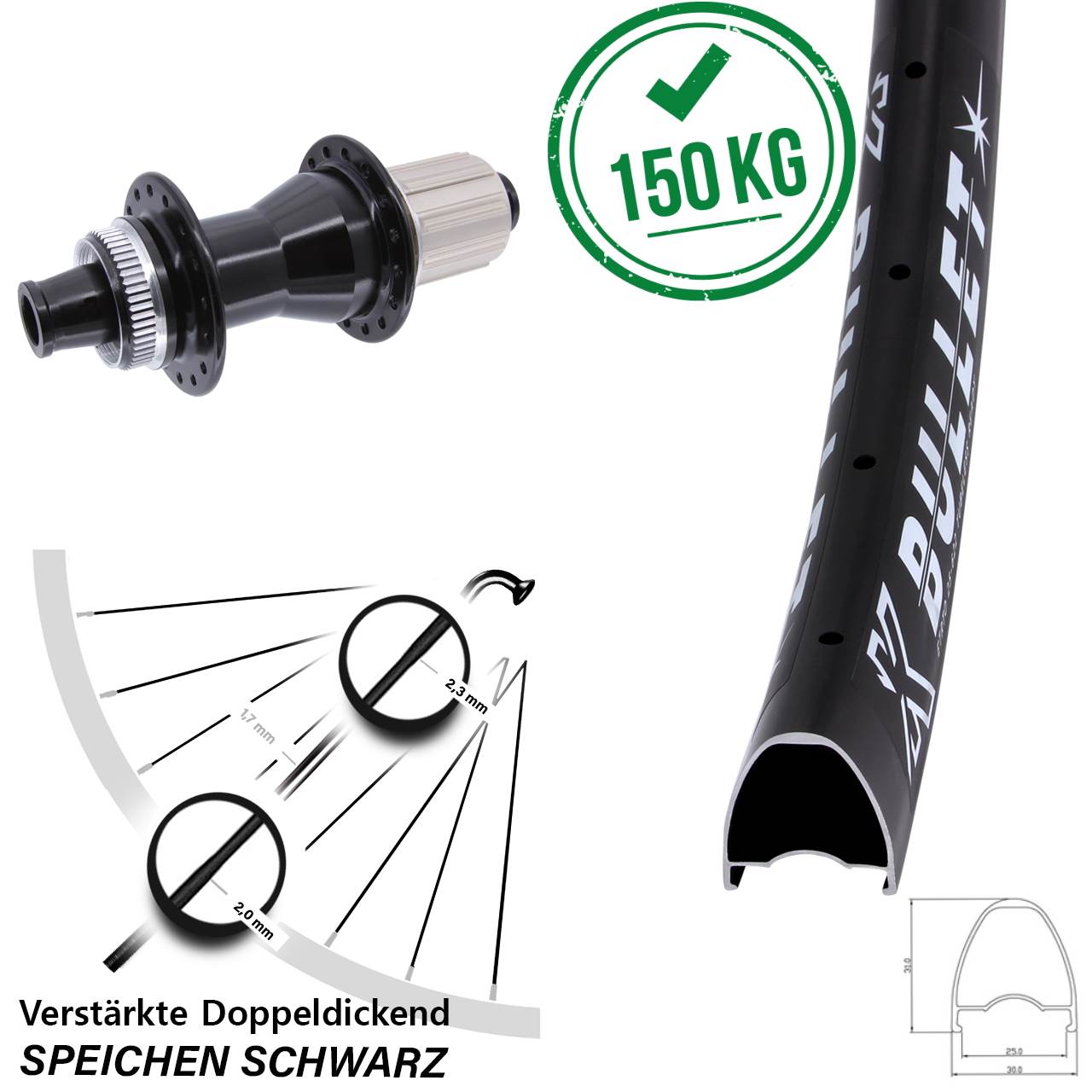 Hinterrad Centerlock 28 Zoll KX Bullet Novatec CL142 8-12 fach 12x142