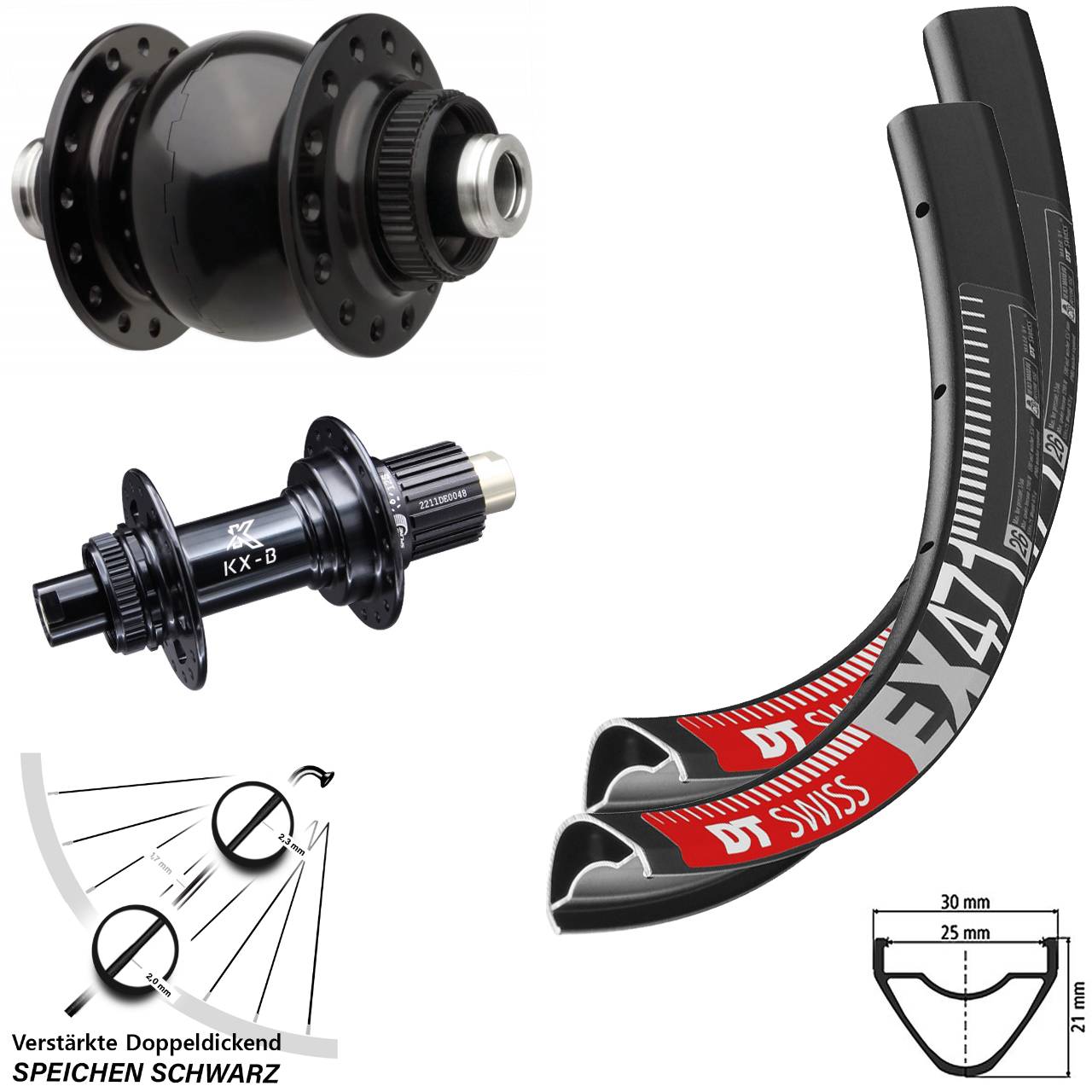 Boost Centerlock Laufradsatz 12x110/148 650B DT Swiss EX471 KX-B SON 28 Micro Spline