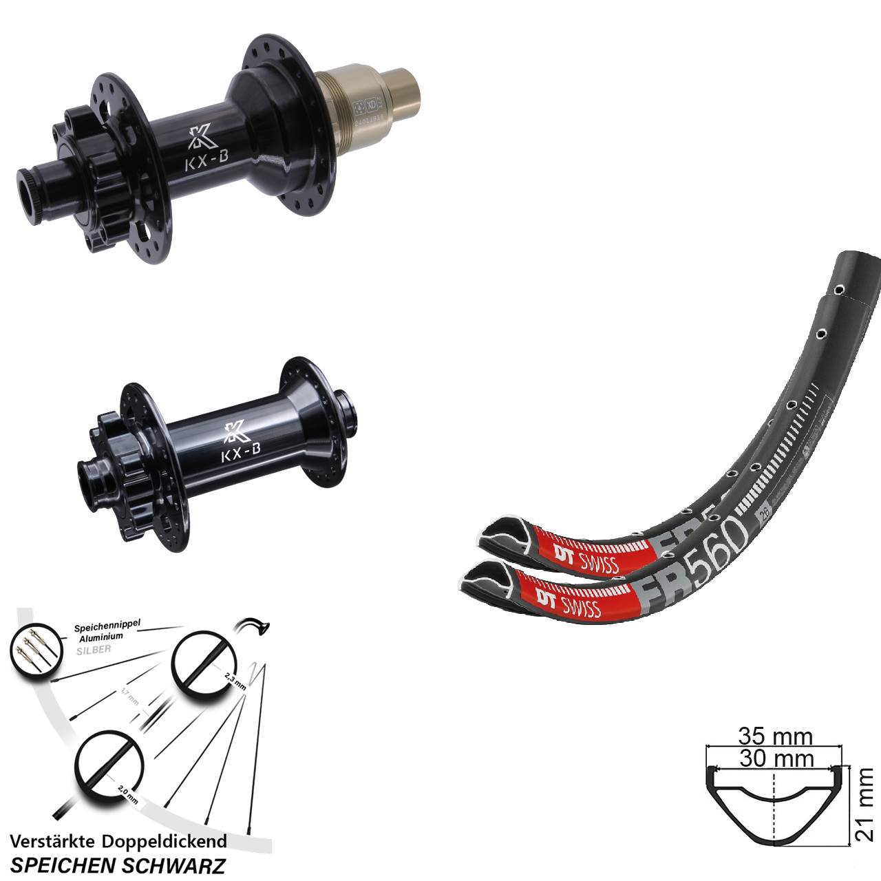 26 Zoll DT Swiss FR 560 KX-B Laufradsatz 6-Loch 15x110 12x148 SRAM XD