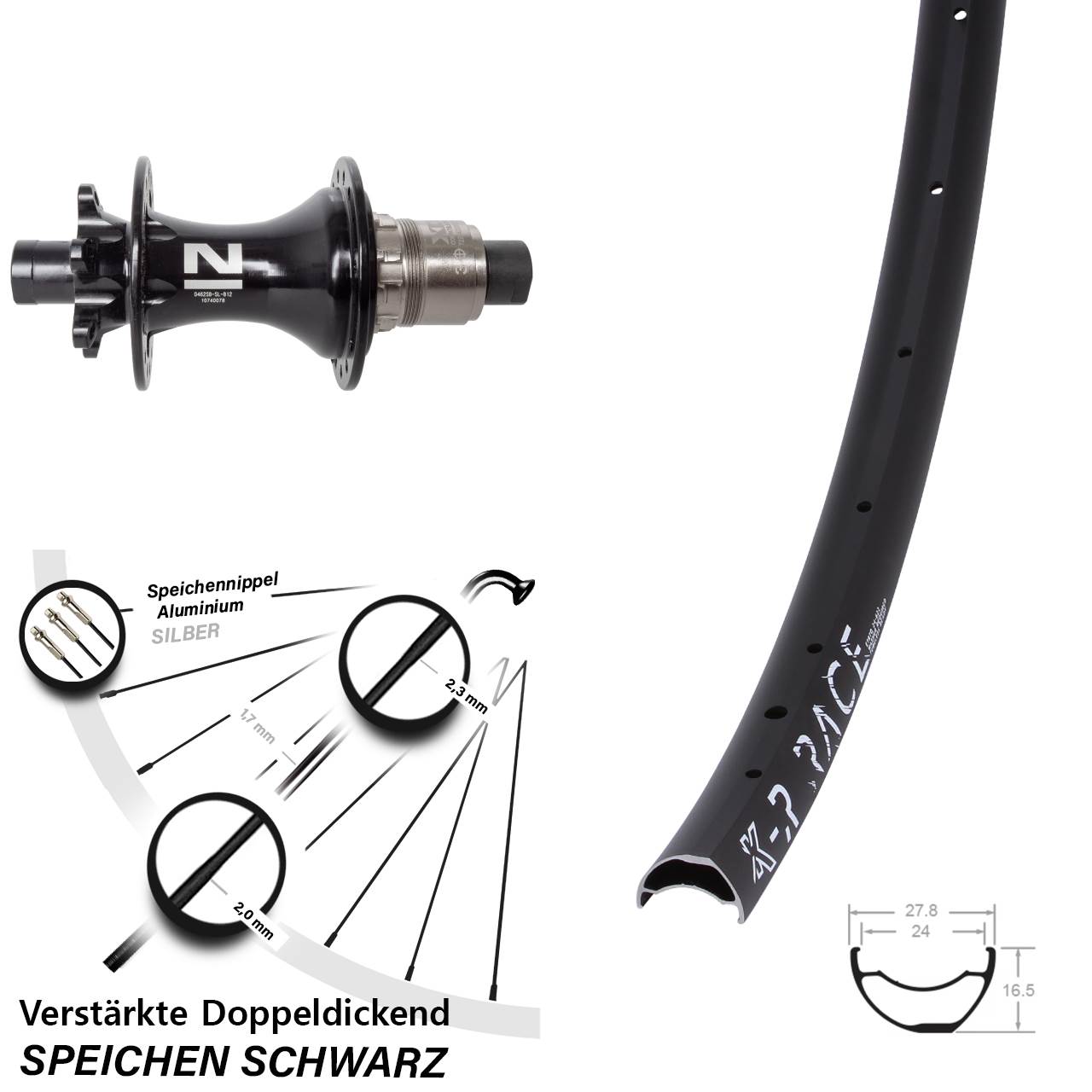 Disc Hinterrad 12x148 28 Zoll KX-R Race Novatec D462SB SRAM XD