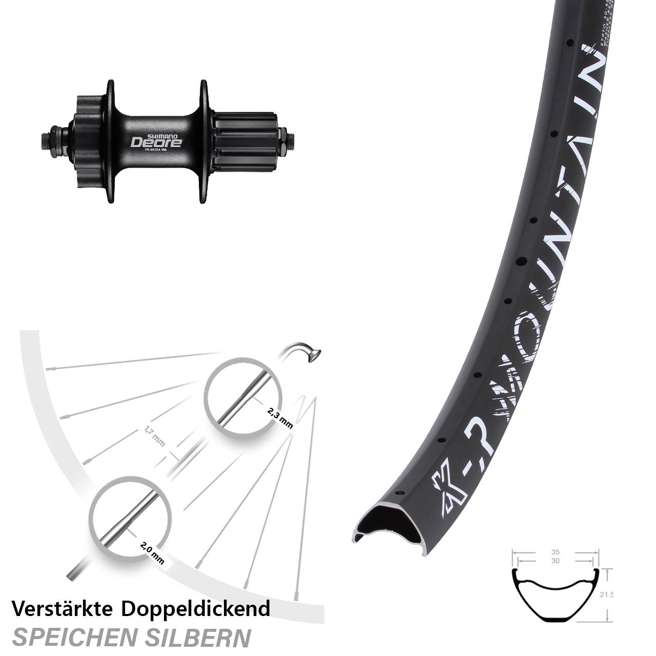 29 Zoll KX-R Mountain Shimano FH-M525 6-Loch Hinterrad QR 8-11 fach HG