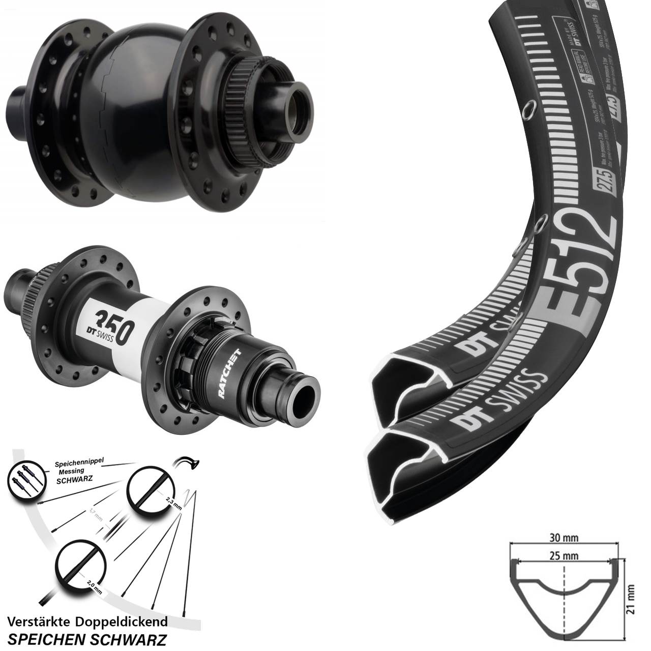 650B E512 DT Swiss 350 SON 28 Laufrad-Satz 15x110 12x148 Boost XD 11-12 fach