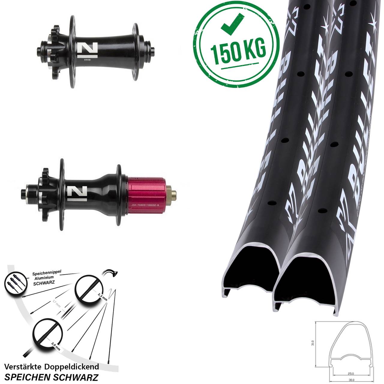 6-Loch Laufradsatz QR 28-29 Zoll KX Bullet OS Novatec D791SB D792 8-12 fach