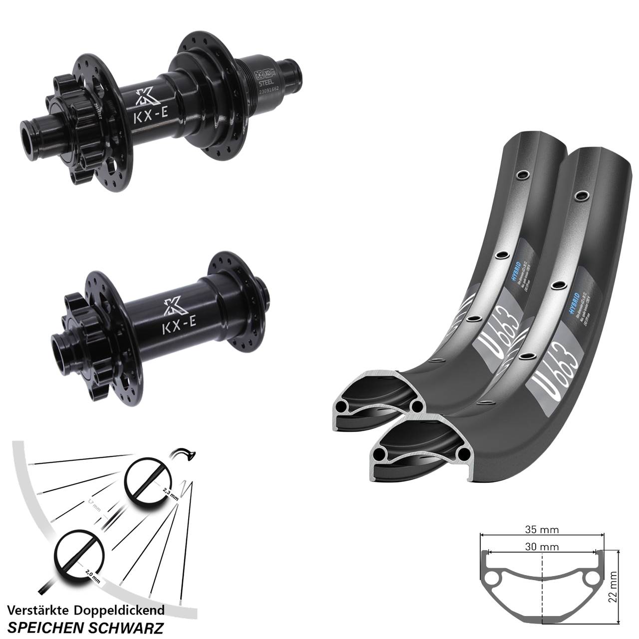 DT Swiss U 663 KX-E 20/27,5 Zoll Laufradsatz 6-Loch 15x110 12x148 SRAM XD