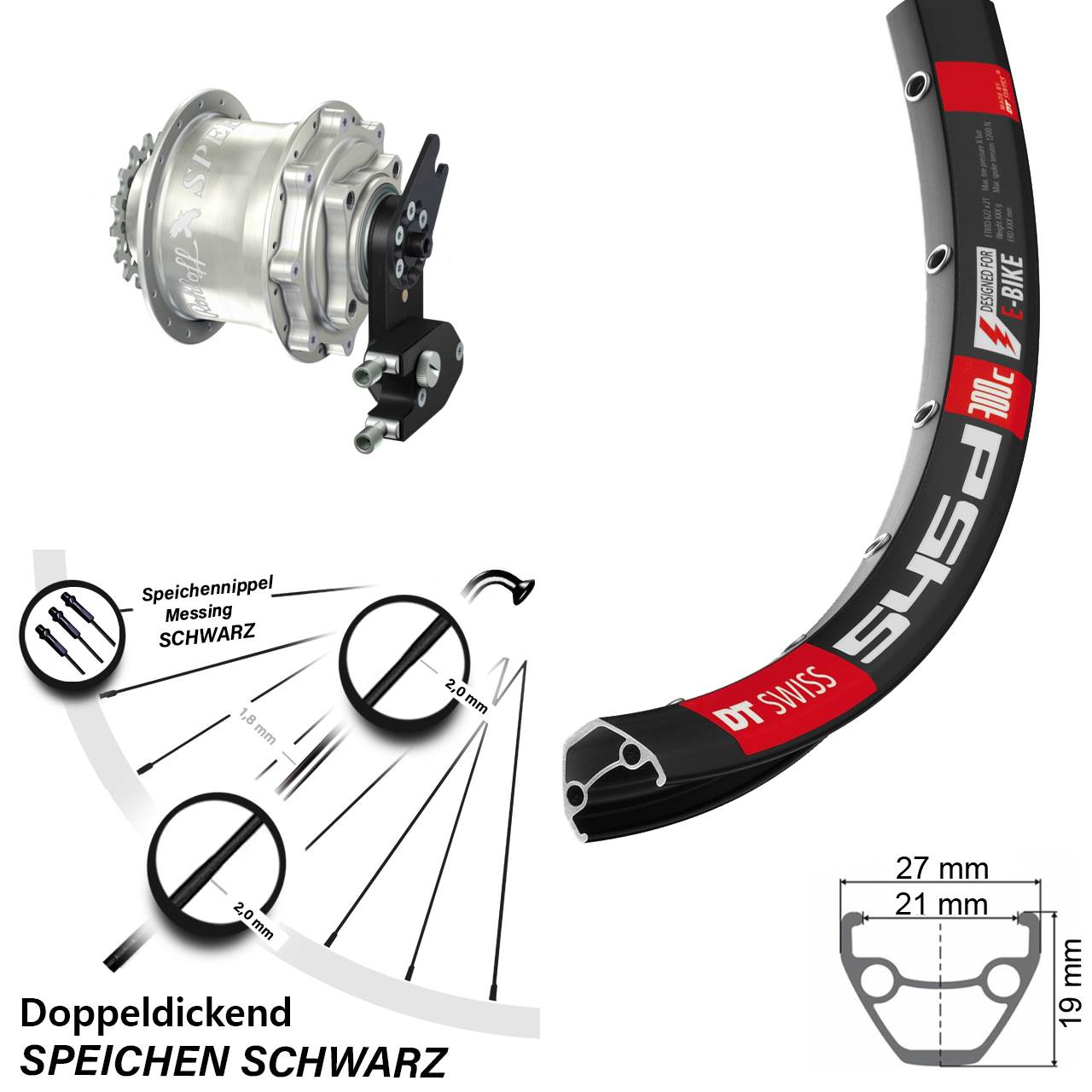 28 Zoll Hinteres Rad DT Swiss 545 mit Rohloff Speedhub CC OEM2 DB Nabenschaltung