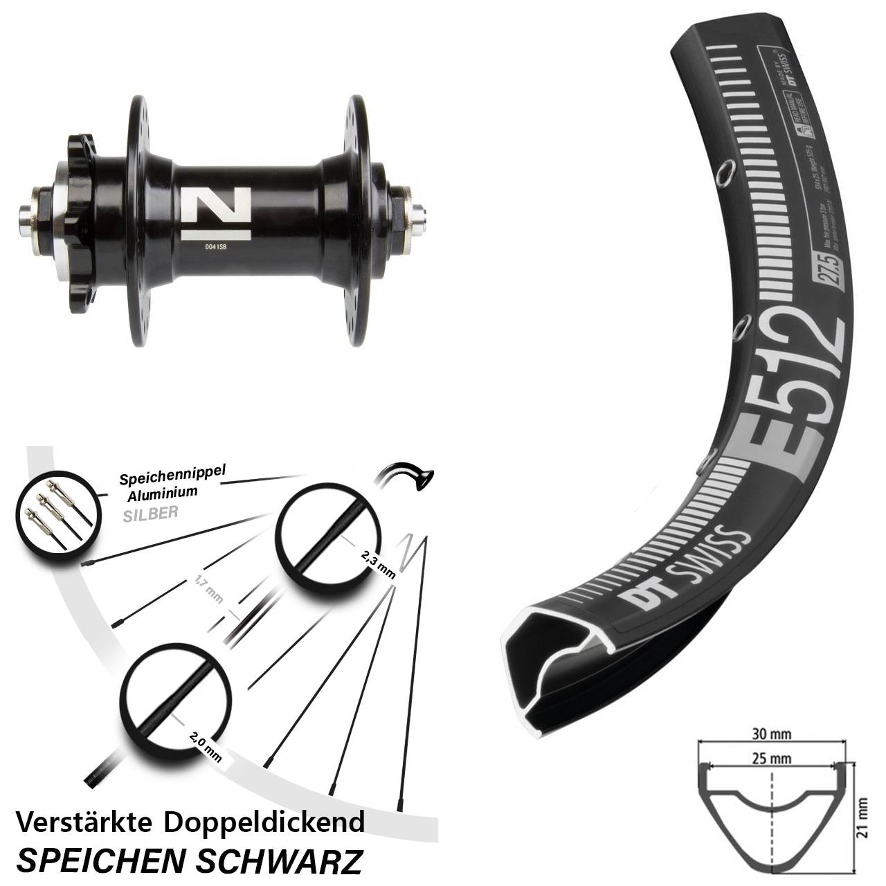 Disc 29 Zoll Vorderrad DT Swiss E 512 Novatec D-041 für Schnellspanner
