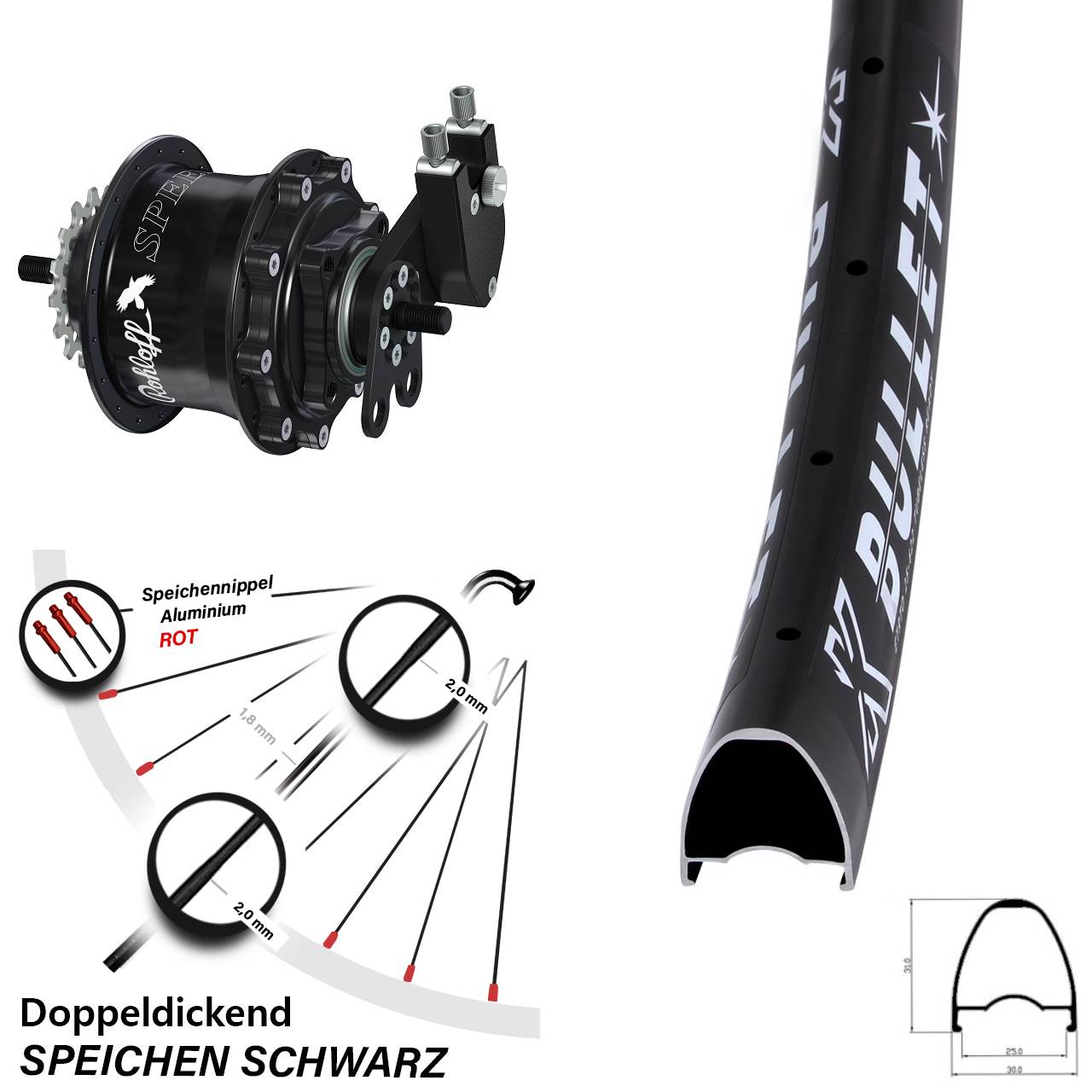 KX Bullet Rohloff Speedhub TS DB Tandem 28-29 Zoll Disc Hinterrrad