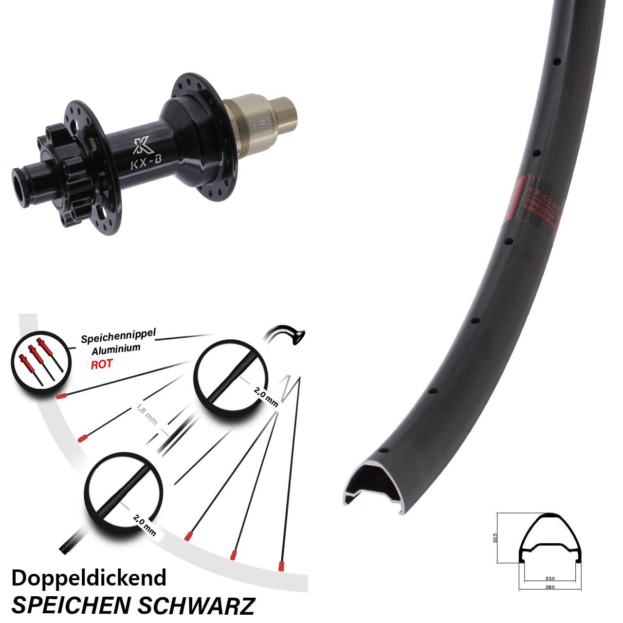 Hinterrad 6-Loch 650B KX Clue KX-B SRAM XD 12x148