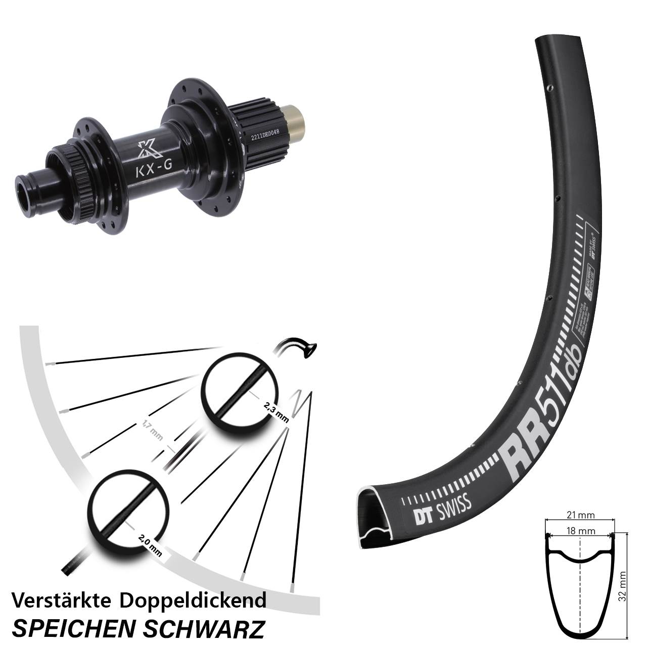 Disc Hinterrad 28 Zoll DT Swiss RR 511 KX-G Steckachse Micro Spline 12x142