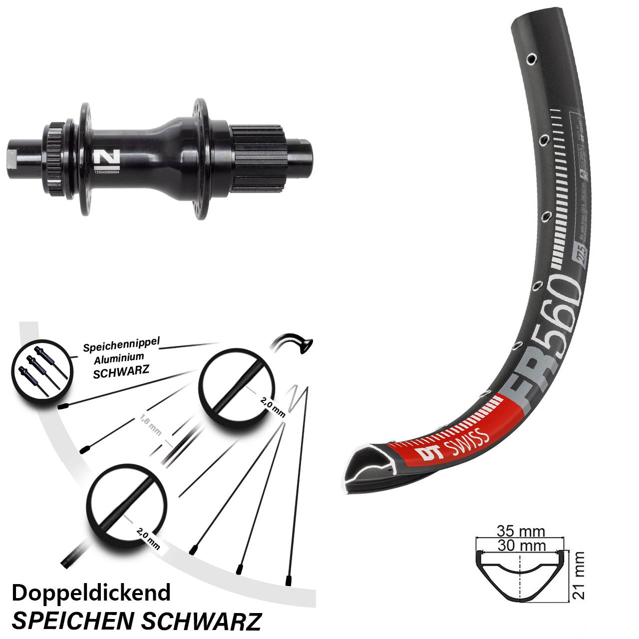 DT Swiss FR 560 Novatec D792SB 26 Zoll Centerlock Hinterrad 12x142 Shimano Micro Spline