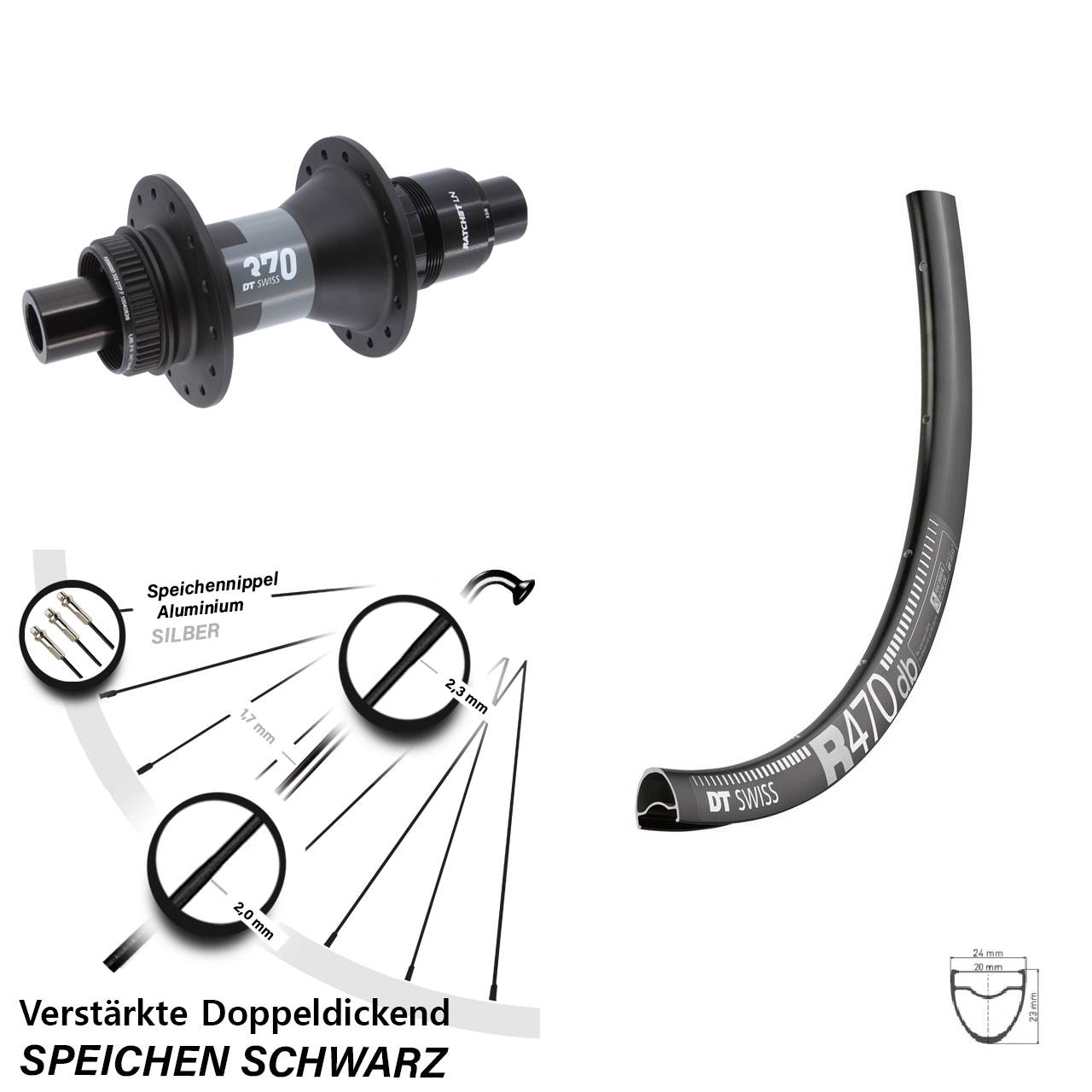 DT Swiss R 470-370 28 Zoll Hinterrad Centerlock 12x142 XDR
