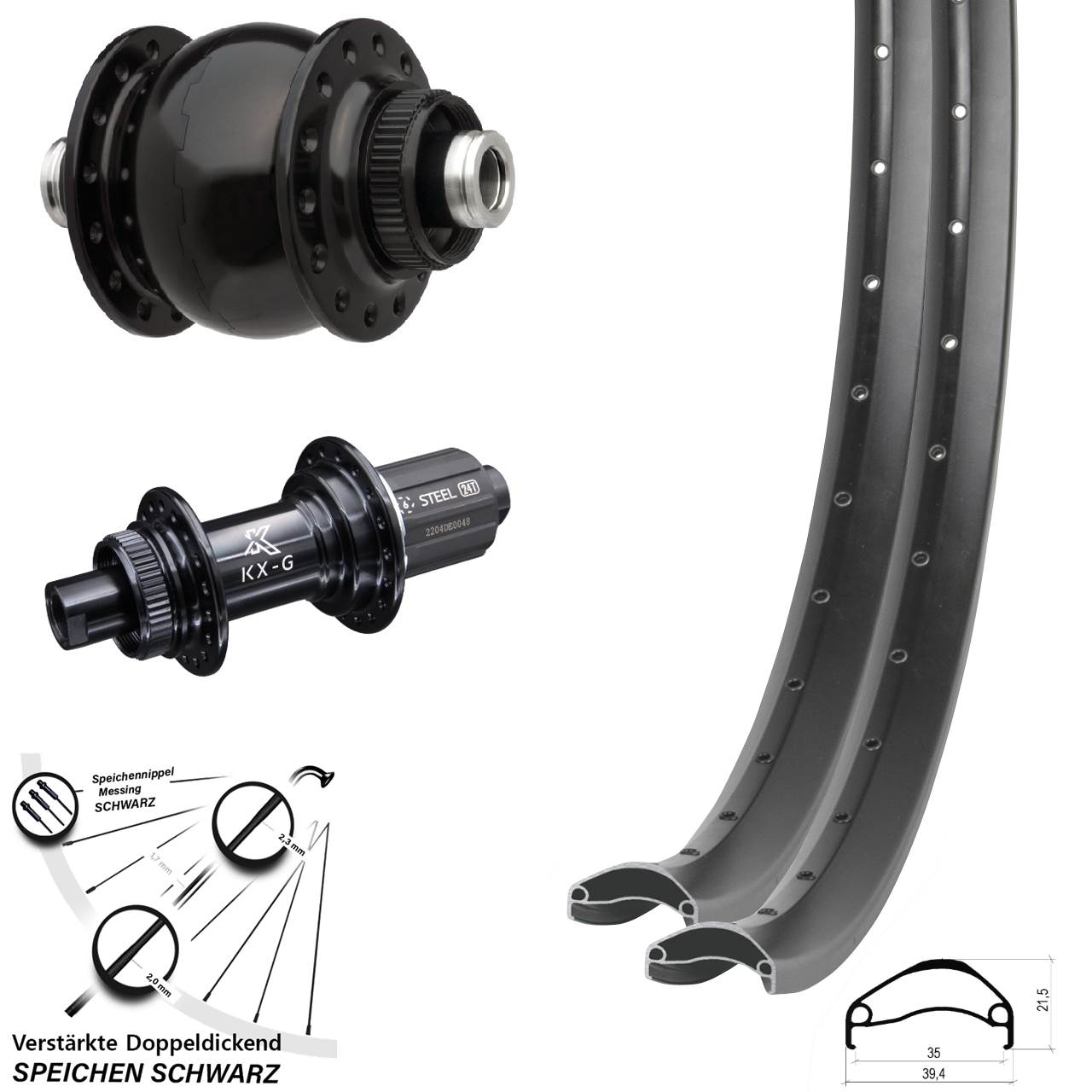 Disc Laufradsatz 27,5 Zoll Ambrosio E35 KX-GS verstärkt SON 28 8-12 fach 12x100/142