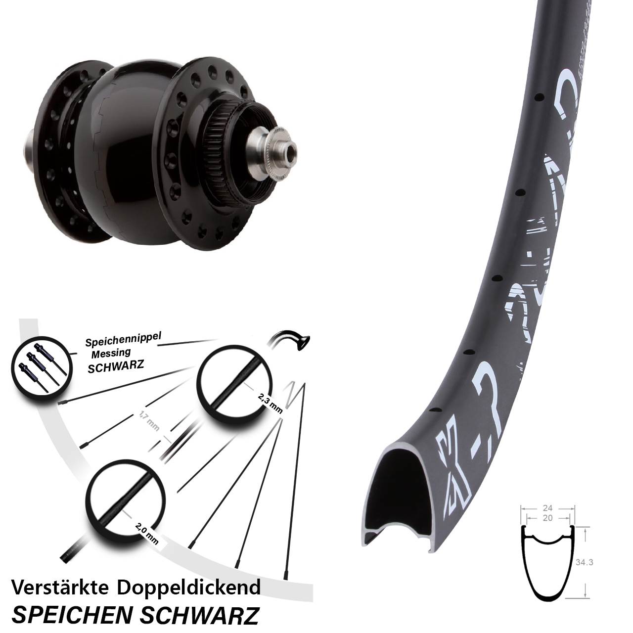 Centerlock Vorderrad mit Dynamo 29 Zoll KX-R Road SON delux QR