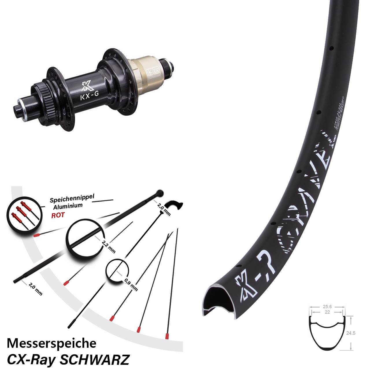 28 Zoll KX-R Gravel Messerspeiche Disc Hinterrad für Schnellspanner SRAM XDR CX-Ray