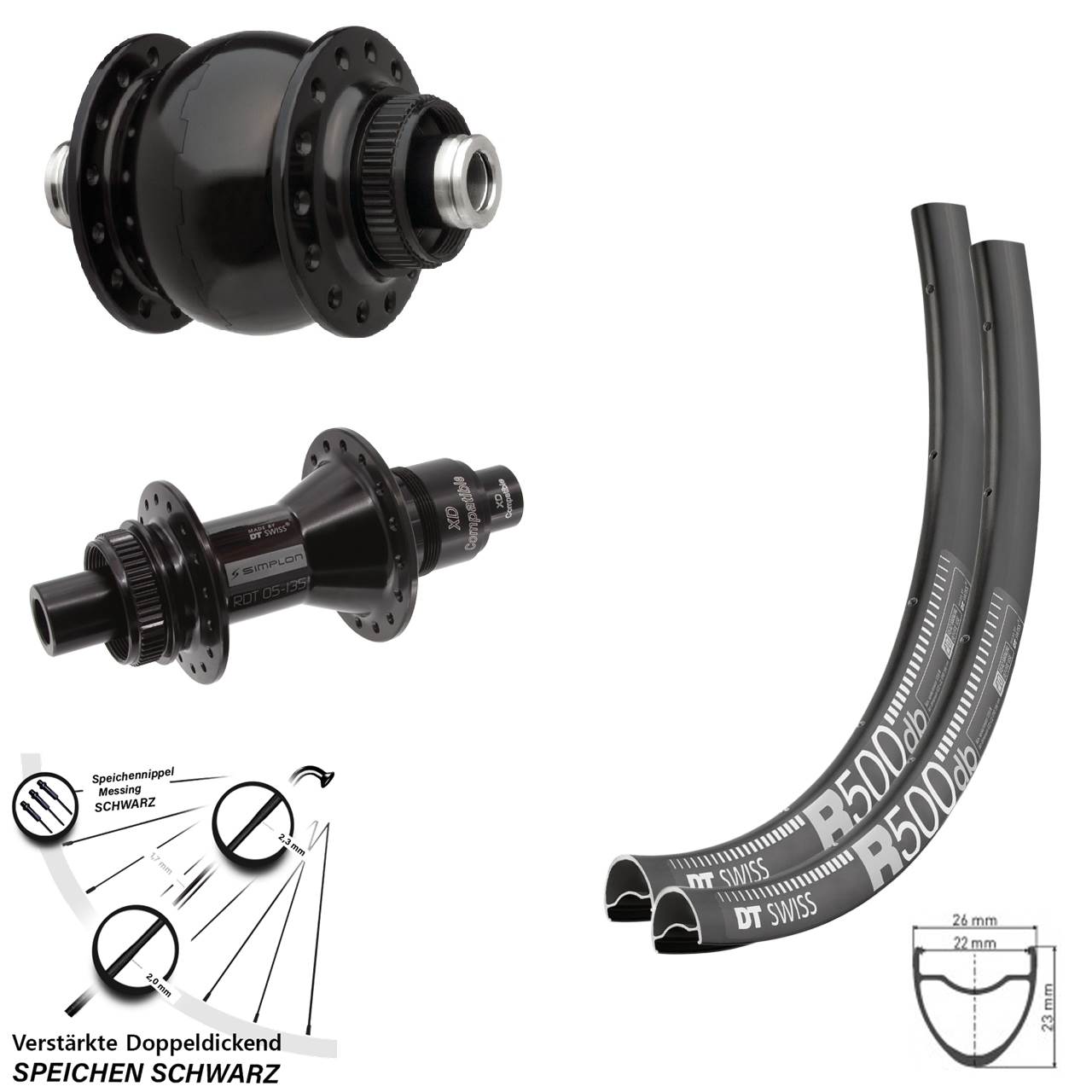 Disc Laufradsatz 12x100/142 28 Zoll DT Swiss R500-370 SONdelux XD